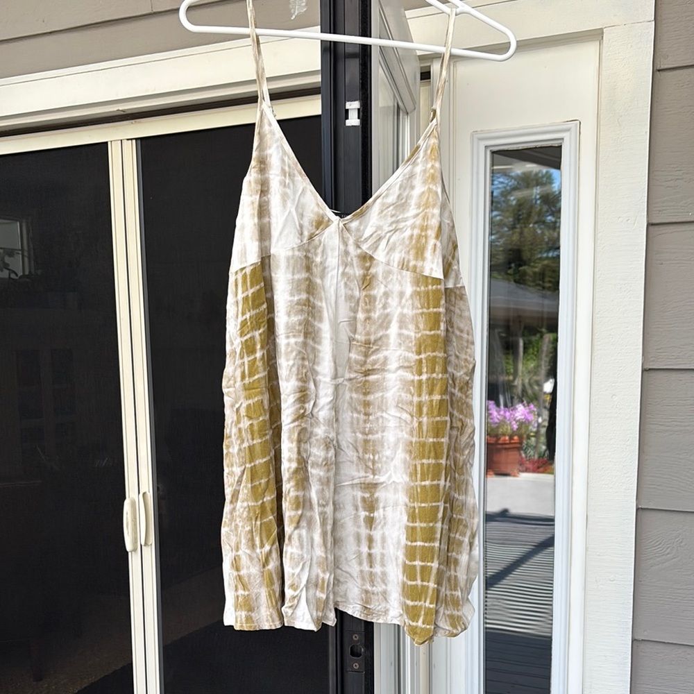 Forever 21 Cream and Tan Pleated Camisole Dress